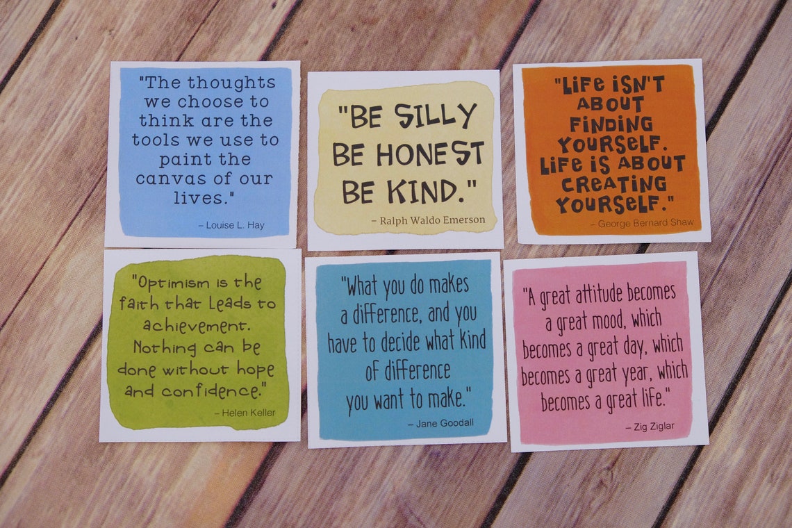 Inspirational Quote Cards Set 1 Positive Messages Happy Etsy