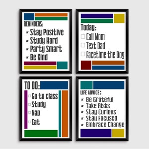 Dorm Motivational Posters Set 11- Printable Wall Art -Life Advice- Reminders -College Decor For Him -Graduation Gift- Life Advice - To Do