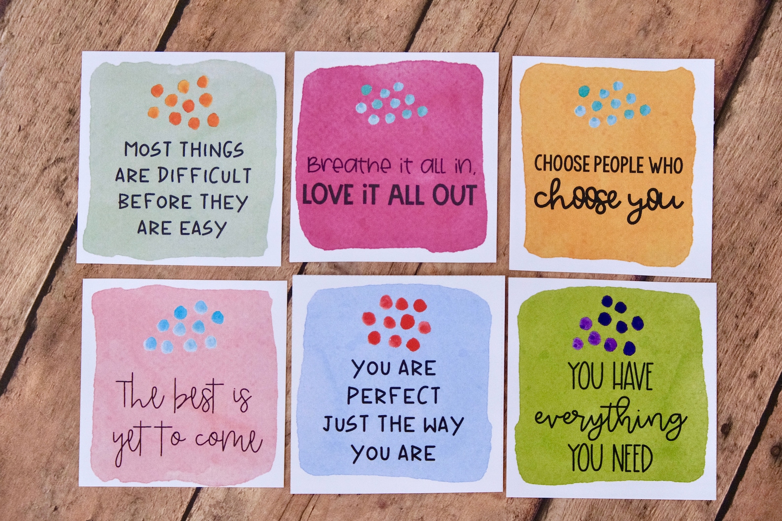 Positive Thinking Motivational Cards Set 3 Inspirational | Etsy
