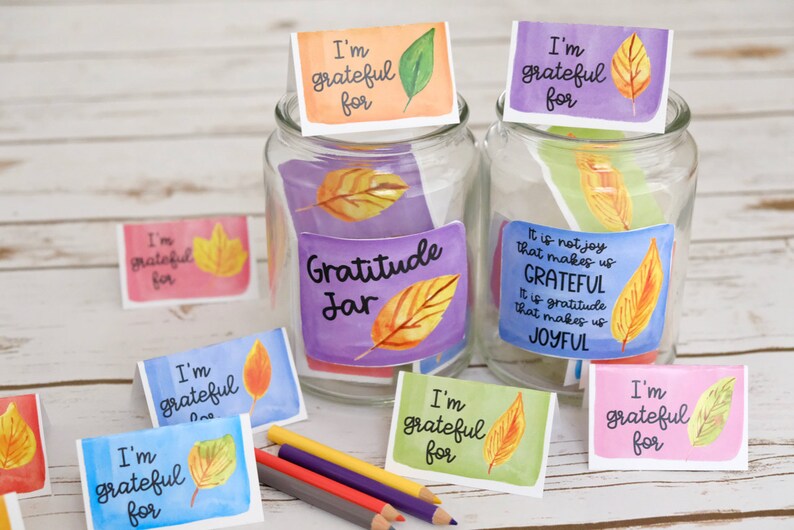 Gratitude Jar Printable Craft: Fall Leaves Thanksgiving Activity (PDF ...