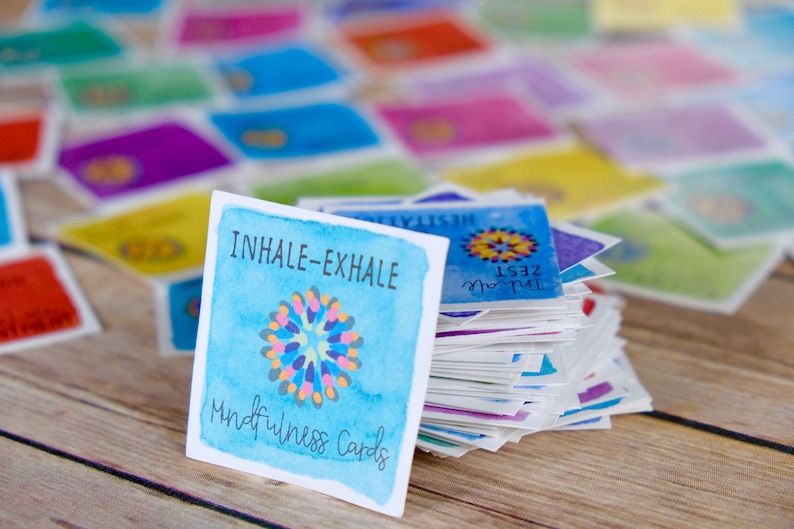 Mindfulness Cards Inhale Exhale Meditation Cards Mindfulness Journal Prompts Affirmation Vision Board Printable Intention Cards image 2