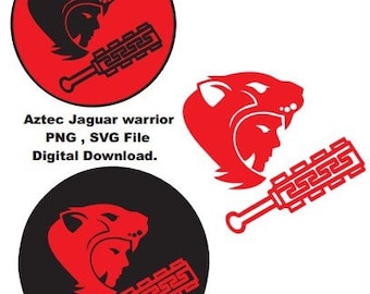 aztèque svg, png, guerrero azteca, guerrero jaguar, aztèque numérique