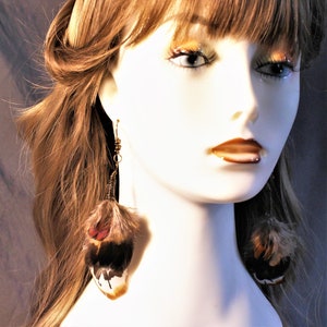 Pheasant Feather Earrings with brass wire
