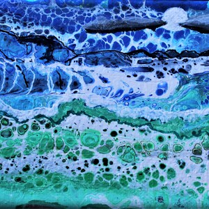 4x6 acrylic canvas painting. Full Moon refection over water.