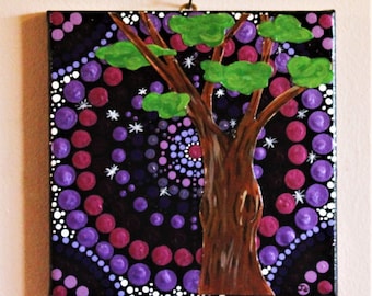 8x8 dot painting. Mandala dot tree painting