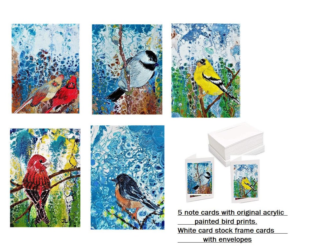 Note Card Set. 5 Bird Greeting Cards. Frame Card Set of 5 Prints of ...
