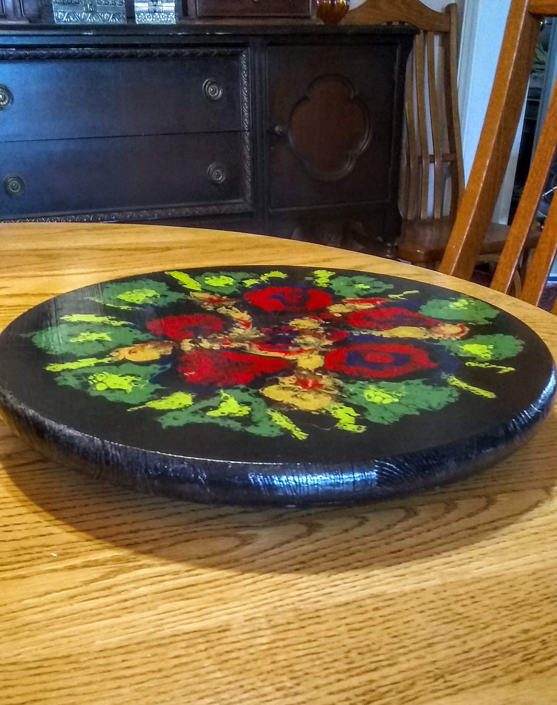 Acrylic pour lazy Susan turntable in Green and Red Etsy