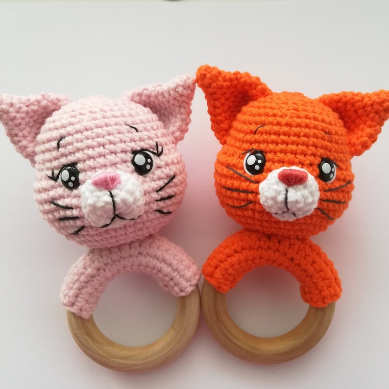 CAT and BUNNY Baby rattles SET of 2 Amigurumi Crochet patterns Kits