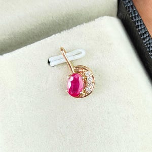 Natural Ruby and Diamond Necklace, Tiny Yellow Gold Pendant, Graduation Gift, Mothers Day Gift, Dainty Moon Pendant, Customized Jewelry