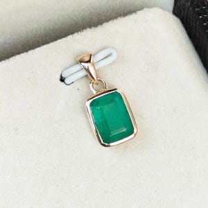 Natural Zambian Emerald Pendant, 14k Yellow Gold Pendant, Things to buy, Emerald Gold Pendant, Emerald Gold Jewelry, Emerald Octagon Pendant