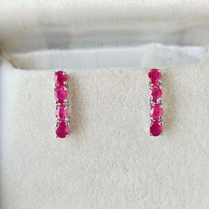 Natural Ruby Sterling Silver Earrings, Oval Gemstone Studs