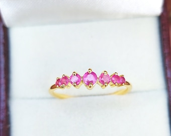 Bague en argent sterling avec rubis naturel : pierre de naissance faite main en juillet