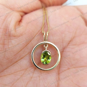 Natural Peridot Pendant, Sterling Silver Pendant, August Birthstone, Oval Shape Stone, Designer Pendant, Anniversary Pendant, Gift For Her