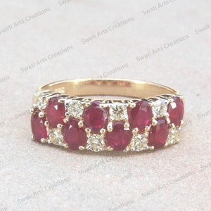14k Gold Ruby Ring Genuine Ruby Ring Ruby and Diamond - Etsy