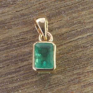 Natural Zambian Emerald Pendant, 14k Yellow Gold Pendant, Things to buy, Emerald Gold Pendant, Emerald Gold Jewelry, Emerald Octagon Pendant