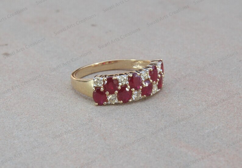 14k Gold Ruby Ring Genuine Ruby Ring Ruby and Diamond - Etsy