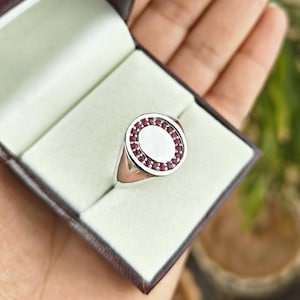 925 STERLING SILVER NATURAL Ruby Mens Ring, Signet Ring for Husband, July Birthstone Ring,  Customized Jewelry, Gift for Husband or Father