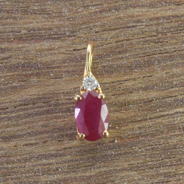 Handmade Natural Ruby and Diamond Pendant, 14k Yellow Gold Pendant, Love Pendant, Things to buy, Gold Pendant,  Jewelry For Gift, Pendant