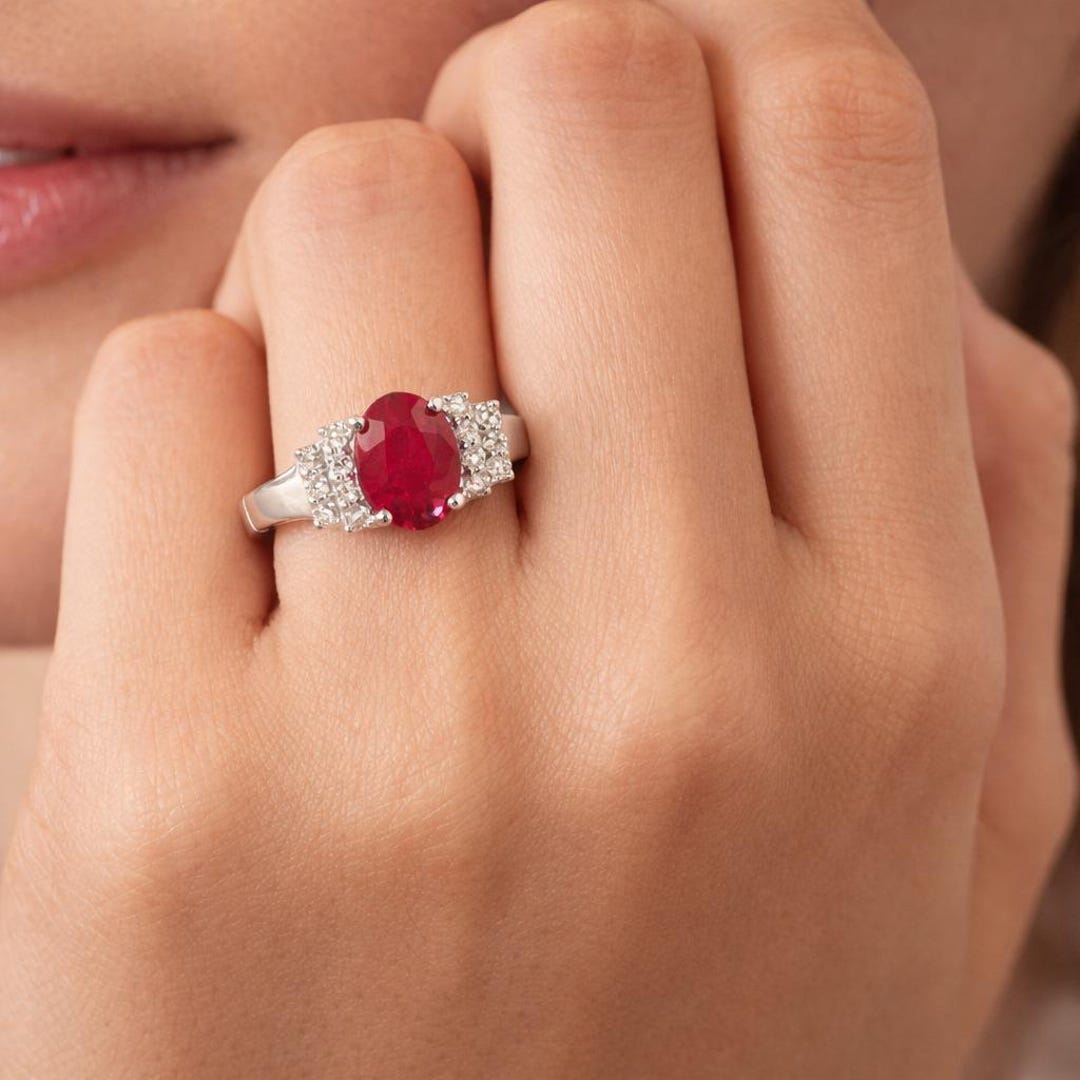 14K Gold Natural Ruby and Diamond Engagement Ring - Etsy