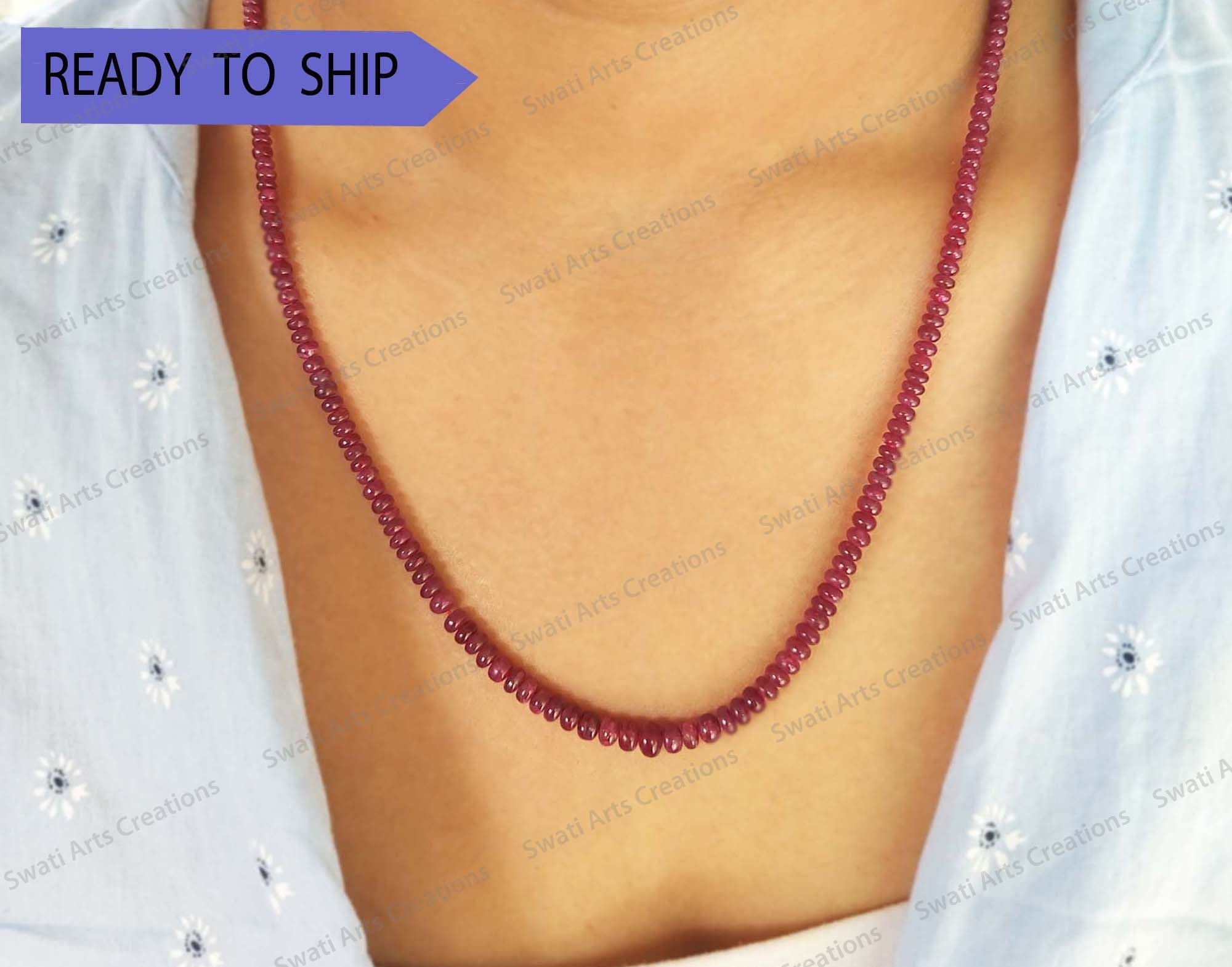 Single line ruby necklace deals