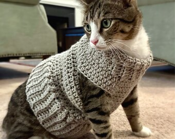 Crochet pet sweater | crochet dog sweater | pet cat sweater | clothes for pets | gifts for cats | gifts for dogs| clothes for cats