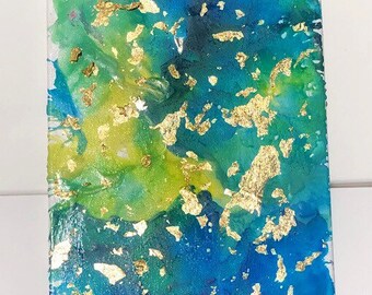 MarsBarsArt melted crayon art original "Lapis lazuli" melted crayon painting ON SALE