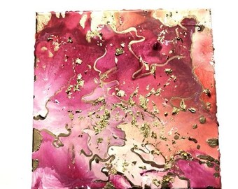 Rosebud Melted Crayon Art, Marsbarsart melted crayon painting , abstract crayon art, abstract melted crayon art