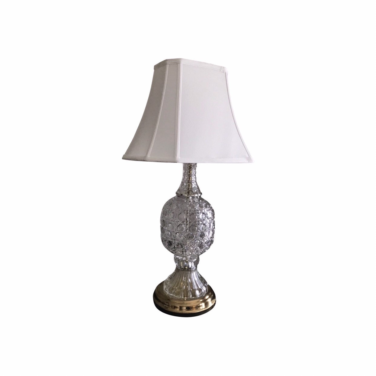 1930s Traditional Cut Glass Luxury 1930s White Plaster Table Lamp | Rose