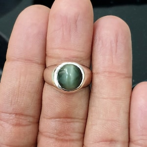 Natural Cats Eye Ring, Handmade Ring, Mens Ring, Women Ring, 925 Solid Sterling Silver Ring, Round Cats Eye Gemstone Ring, Gift Ring