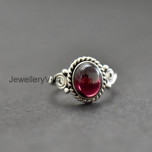 Genuine Garnet Ring, 925 Solid Sterling Silver Womens Natural Red Garnet Gemstone Ring, Rose Gold, 22K Yellow Gold Fill, January Birthstone