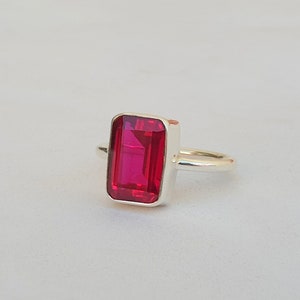 Ruby Ring, 925 Solid Sterling Silver Ring, Beautiful Cushion Cut Treated Red Ruby Gemstone Ring, Yellow Gold Plated, Women Ring