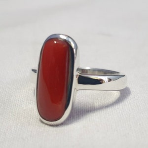 Natural Coral Ring, 925 Solid Sterling Silver Ring, Genuine Natural Red Coral Gemstone Ring, Yellow Gold Fill Ring, Men Ring, Women Ring
