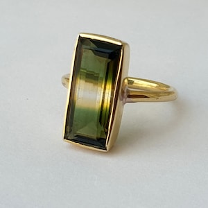 Bague tourmaline pastèque, argent sterling 925, belle bague pastèque tourmaline quartz, or rose, bague or 22 carats