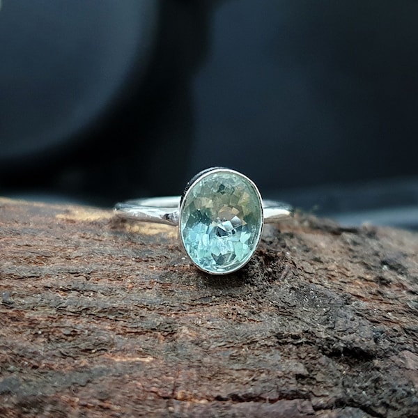 Aquamarine Ring, Handmade Ring, Gemstone Ring, Sterling Silver Ring, Natural Aquamarine Jewelry, Rose Gold, Yellow Gold Fill Ring, Gift Ring