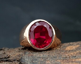 Ruby Ring Oval, 925 Solid Sterling Silver Ring, Rose Gold, 22K Yellow Gold Fill Ring, Gift Ring, Mens Ring, Gemstone Ring