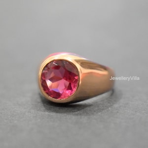 Pink Tourmaline Ring, 925 Solid Sterling Silver Ring, Pink Tourmaline Quartz Gemstone, Women Ring, Mens Ring, 22K Yellow Gold Fill Ring