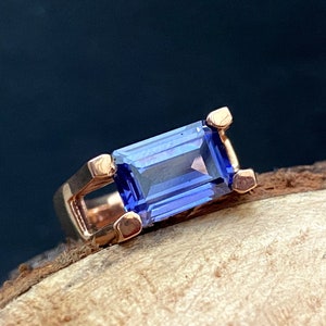 Tanzanite Ring Cushion Cut, Gemstone Ring, Handmade Ring, 925 Solid Sterling Silver Ring, Treated Tanzanite, Blue Stone Ring, Mens Ring