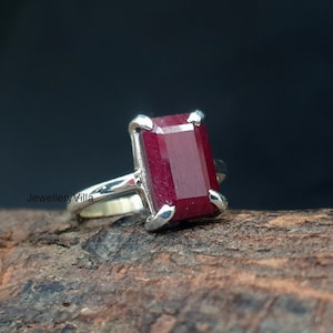 Natural Ruby Ring, Womens Ring, Handmade Ring, 925 Solid Sterling Silver, Natural Dark Red Ruby Gemstone, Rose Gold, 22K Yellow Gold Fill