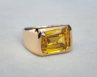 Yellow Citrine Ring, Copper Ring, Citrine Silver Ring, Engraved Ring, Mens Ring, Women Gift Ring, Yellow Gold Ring, 925 Sterling Silver Ring