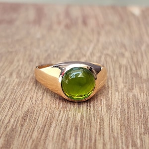 Copper Peridot Ring, Green Gemstone Ring, 925 Sterling Silver Ring, Peridot Yellow Gold Ring, Gift Ring, Women Ring, Men Ring, Engraved Ring