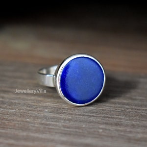 Lapis Lazuli Ring, 925 Sterling Silver, Engraved Ring, Round Blue Lapis Ring, Natural Lapis Ring for Women, 22K Gold Fill Ring, Gift Ring