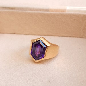 Blue Sapphire Signet Ring Hexagon, 925 Silver Ring, Women Ring, Mens Ring, Birthstone Ring, Handmade Jewelry, Birthday Gift, Engraved Ring
