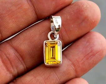 Citrine Pendant, 925 Solid Sterling Silver Pendant, Yellow Gold Pendant, Beautiful Cushion Cut Gemstone Pendant, Gift for Her