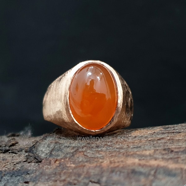 Carnelian ring, 925 Solid Sterling Silver, Oval Cut Natural Orange Carnelian Gemstone Ring, Rose Gold, 22K Yellow Gold Fill Ring, Gift Ring