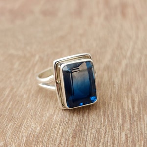 Multi Turmalinquarz Ring, 925 Sterlingsilber Ring, blauer Turmalin Ring, Geschenk für sie, handgemachter Ring, Versprechensring, Oktober Geburtsstein