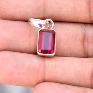 Ruby Pendant, 925 Solid Sterling Silver Pendant, Women Pendant, Red Ruby Quartz Gemstone Pendant, Gift Pendant for Her