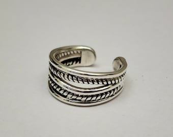 Chunky Sterling Silver Ring, Open Adjustable Ring, Boho Ring, Weave Ring. Minimalist Ring, Thumb Ring, Christmas Gift For Her, Women Ring