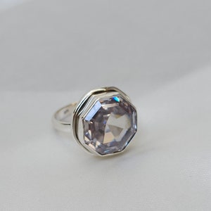 Clear Quartz Ring, 925 Solid Sterling Silver Ring, Handmade Ring, Big Crystal Quartz Gemstone Ring, Women Ring, Boho Ring, Gift Ring