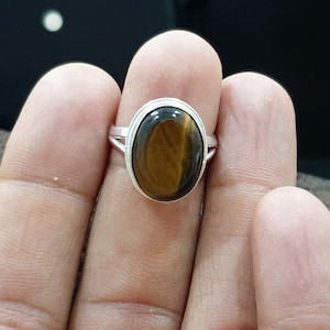 Tigers Eye Ring, Natural Gemstone Ring, 925 Solid Silver Ring, Handmade Ring, Sterling Stacking Silver Ring, Gift Ring, Womens Ring