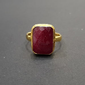 Natural Ruby Ring Gold, 22K Yellow Gold Fill Ring, 925 Solid Sterling Silver, Gemstone Ring, Handmade Ring, Red Stone Ring